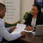 Labour Laws in Zambia: A Complete Guide for Workers and Employers Labour Laws in Zambia - Employee reviewing employment contract with HR officer in a Zambian office