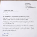 Sample job application letter format in Zambia showing sender address, date, subject line, body paragraphs and signature layout