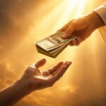 Spiritual Meaning of Someone Giving You Money in a Dream — Full Biblical & Symbolic Guide Open hands receiving money in a dream with divine light — spiritual meaning illustration