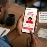 Person applying for a Zamcash 30 days loan online using a smartphone in Zambia