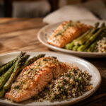 Healthy Dinner Recipes for Two: 15 Easy Meals You'll Actually Make Again Candlelit dinner for two with baked salmon, asparagus, and quinoa, a healthy date-night recipe